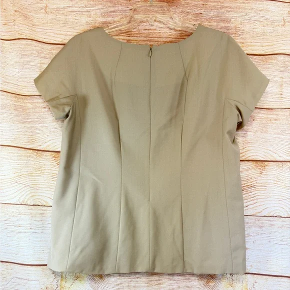 Talbots Women Wool Blend‎ Lined Crew Neck Cap Sleeve Pullover Blouse Top - Picture 2 of 5